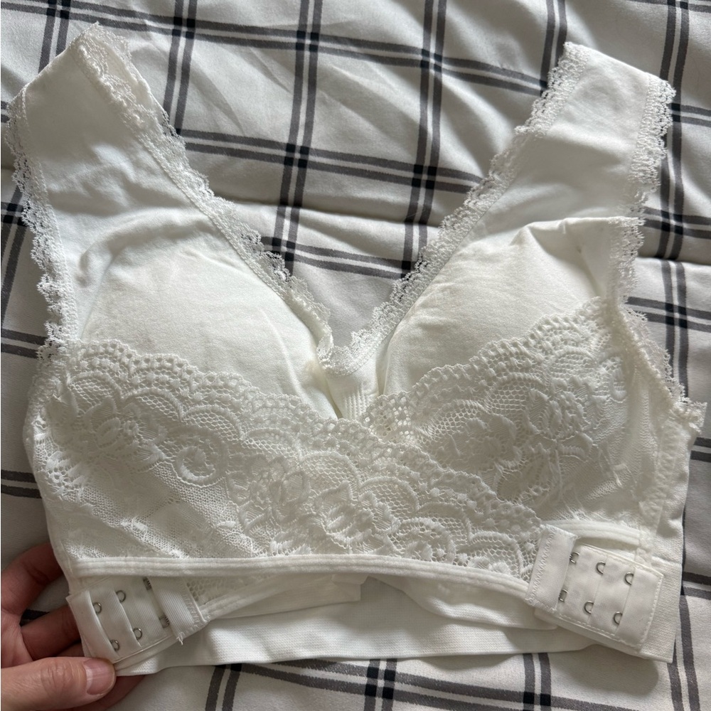 Lace Trim White Bralette
